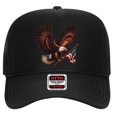 Bald Eagle American Flag 4th Of July Patriotic Man Woman Trucker Hat