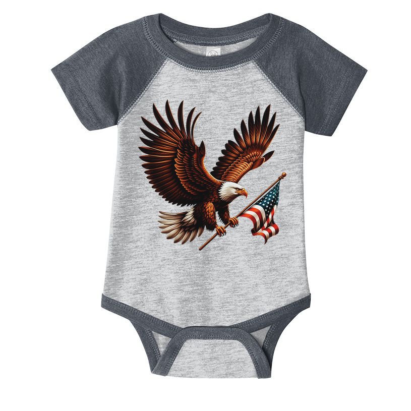 Bald Eagle American Flag 4th Of July Patriotic Man Woman Infant Baby Jersey Bodysuit