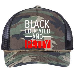 Black Educated And Petty Great Gift For Black Proud Melanin Pop Retro Rope Trucker Hat Cap