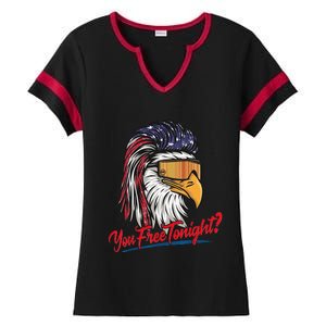 Bald Eagle American Flag You Free Tonight Happy 4th Of July Ladies Halftime Notch Neck Tee