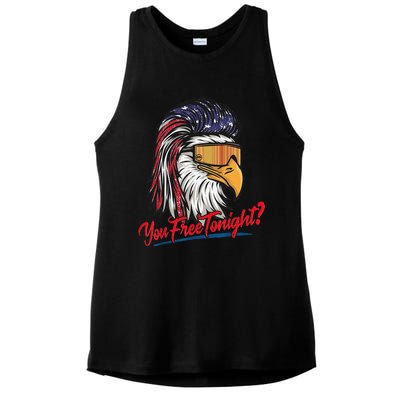 Bald Eagle American Flag You Free Tonight Happy 4th Of July Ladies PosiCharge Tri-Blend Wicking Tank