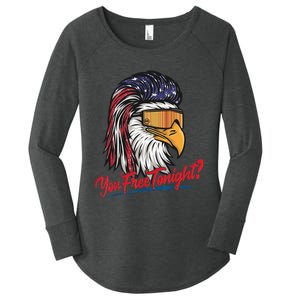 Bald Eagle American Flag You Free Tonight Happy 4th Of July Women's Perfect Tri Tunic Long Sleeve Shirt