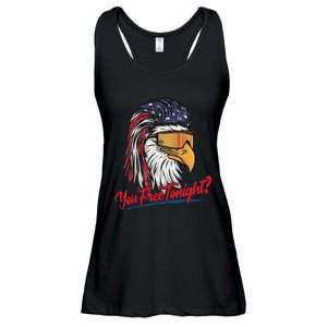 Bald Eagle American Flag You Free Tonight Happy 4th Of July Ladies Essential Flowy Tank