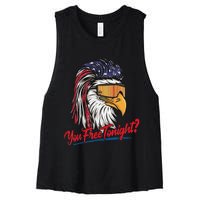 Bald Eagle American Flag You Free Tonight Happy 4th Of July Women's Racerback Cropped Tank