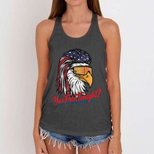 Bald Eagle American Flag You Free Tonight Happy 4th Of July Women's Knotted Racerback Tank