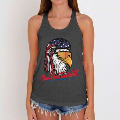 Bald Eagle American Flag You Free Tonight Happy 4th Of July Women's Knotted Racerback Tank