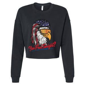 Bald Eagle American Flag You Free Tonight Happy 4th Of July Cropped Pullover Crew