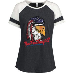 Bald Eagle American Flag You Free Tonight Happy 4th Of July Enza Ladies Jersey Colorblock Tee