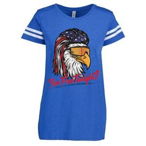 Bald Eagle American Flag You Free Tonight Happy 4th Of July Enza Ladies Jersey Football T-Shirt