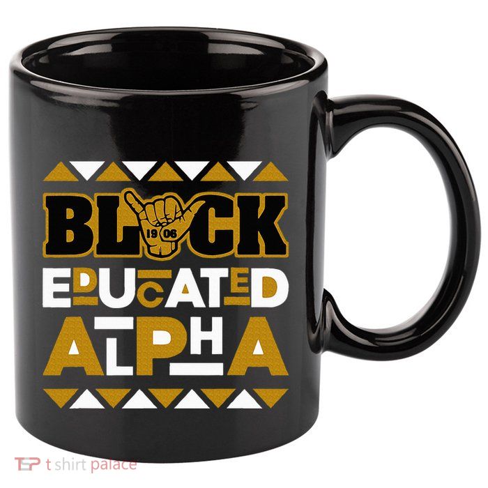 Black Educated Alpha 11oz C Handle Ceramic Mug