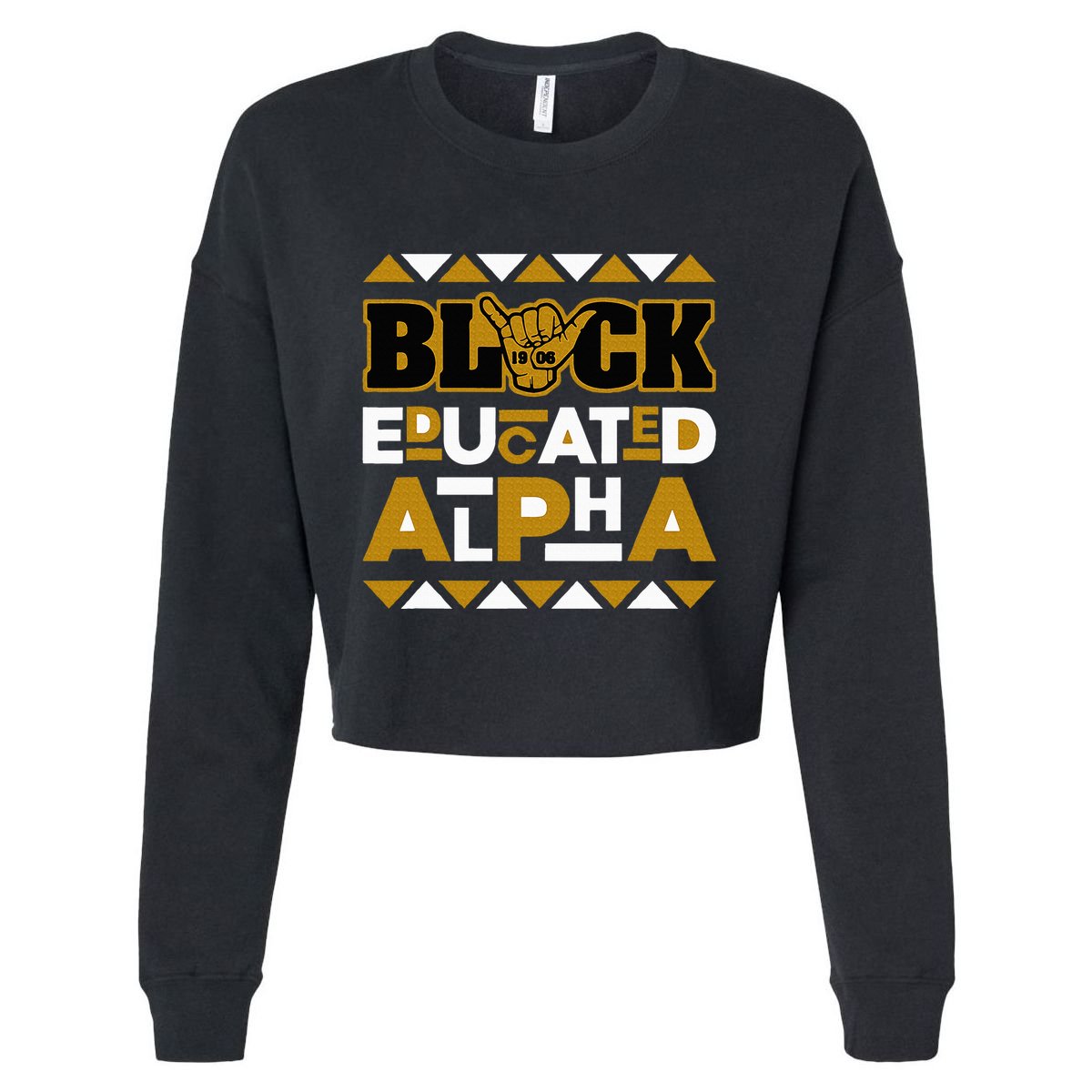 Black Educated Alpha Cropped Pullover Crew