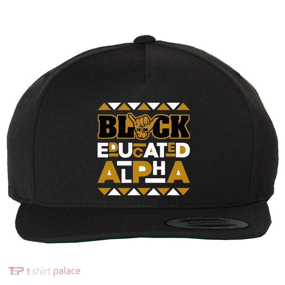 Black Educated Alpha Wool Snapback Cap