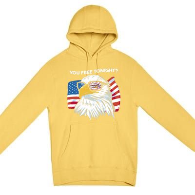 Bald Eagle American Flag You Free Tonight Gift Premium Pullover Hoodie