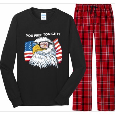 Bald Eagle American Flag You Free Tonight Gift Long Sleeve Pajama Set