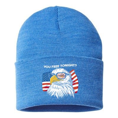 Bald Eagle American Flag You Free Tonight Gift Sustainable Knit Beanie