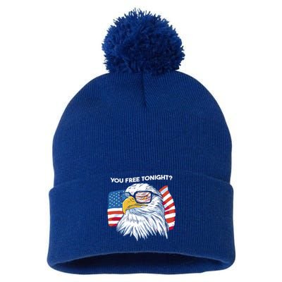 Bald Eagle American Flag You Free Tonight Gift Pom Pom 12in Knit Beanie