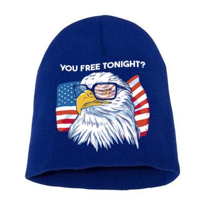 Bald Eagle American Flag You Free Tonight Gift Short Acrylic Beanie