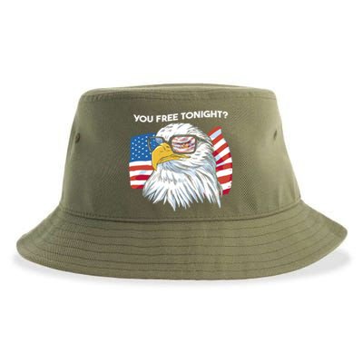 Bald Eagle American Flag You Free Tonight Gift Sustainable Bucket Hat