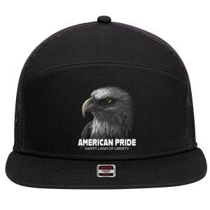 Bald Eagle American Pride Sweet Land Of Liberty Cool Gift 7 Panel Mesh Trucker Snapback Hat