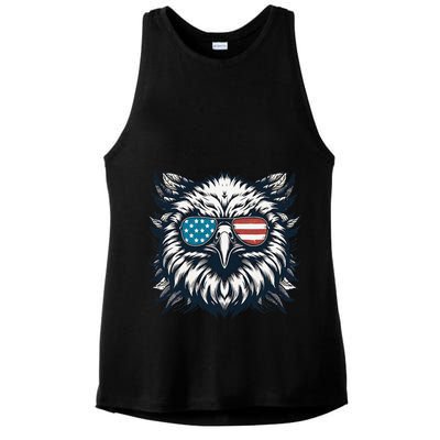 Bald Eagle American Usa 4th Of July Patriotic Funny Eagle Ladies PosiCharge Tri-Blend Wicking Tank