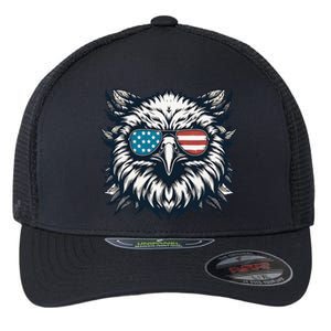 Bald Eagle American Usa 4th Of July Patriotic Funny Eagle Flexfit Unipanel Trucker Cap