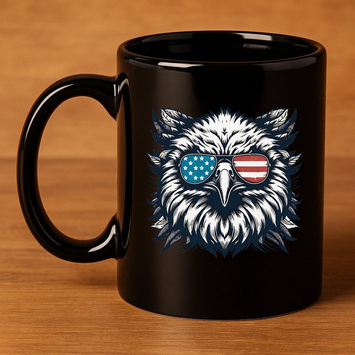 Bald Eagle American Usa 4th Of July Patriotic Funny Eagle 11oz C Handle Ceramic Mug