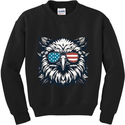 Bald Eagle American Usa 4th Of July Patriotic Funny Eagle Kids Sweatshirt