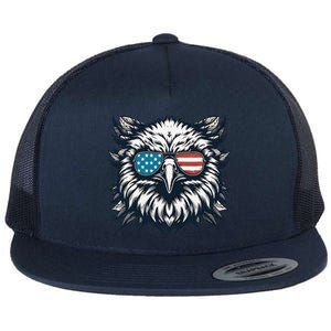 Bald Eagle American Usa 4th Of July Patriotic Funny Eagle Flat Bill Trucker Hat