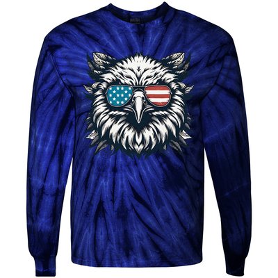 Bald Eagle American Usa 4th Of July Patriotic Funny Eagle Tie-Dye Long Sleeve Shirt