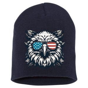 Bald Eagle American Usa 4th Of July Patriotic Funny Eagle Short Acrylic Beanie