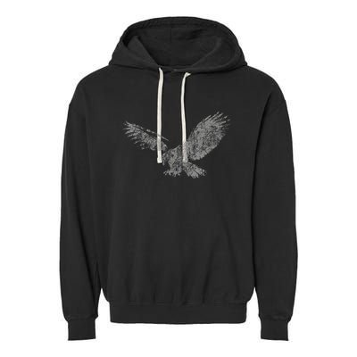 Beautiful Eagle American Bird Silhouette Flying Vintage Usa Garment-Dyed Fleece Hoodie