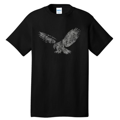 Beautiful Eagle American Bird Silhouette Flying Vintage Usa Tall T-Shirt