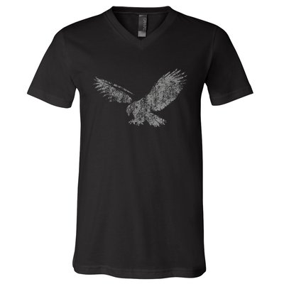 Beautiful Eagle American Bird Silhouette Flying Vintage Usa V-Neck T-Shirt