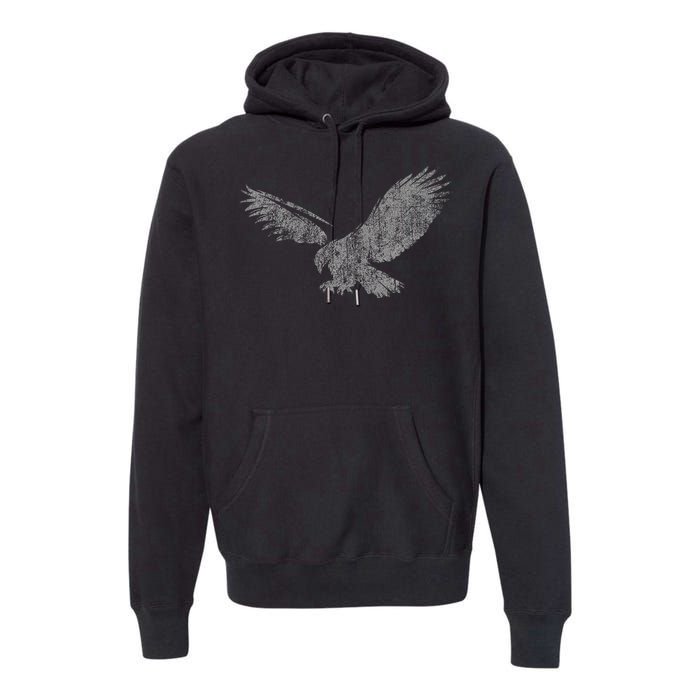 Beautiful Eagle American Bird Silhouette Flying Vintage Usa Premium Hoodie