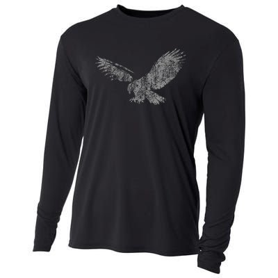 Beautiful Eagle American Bird Silhouette Flying Vintage Usa Cooling Performance Long Sleeve Crew