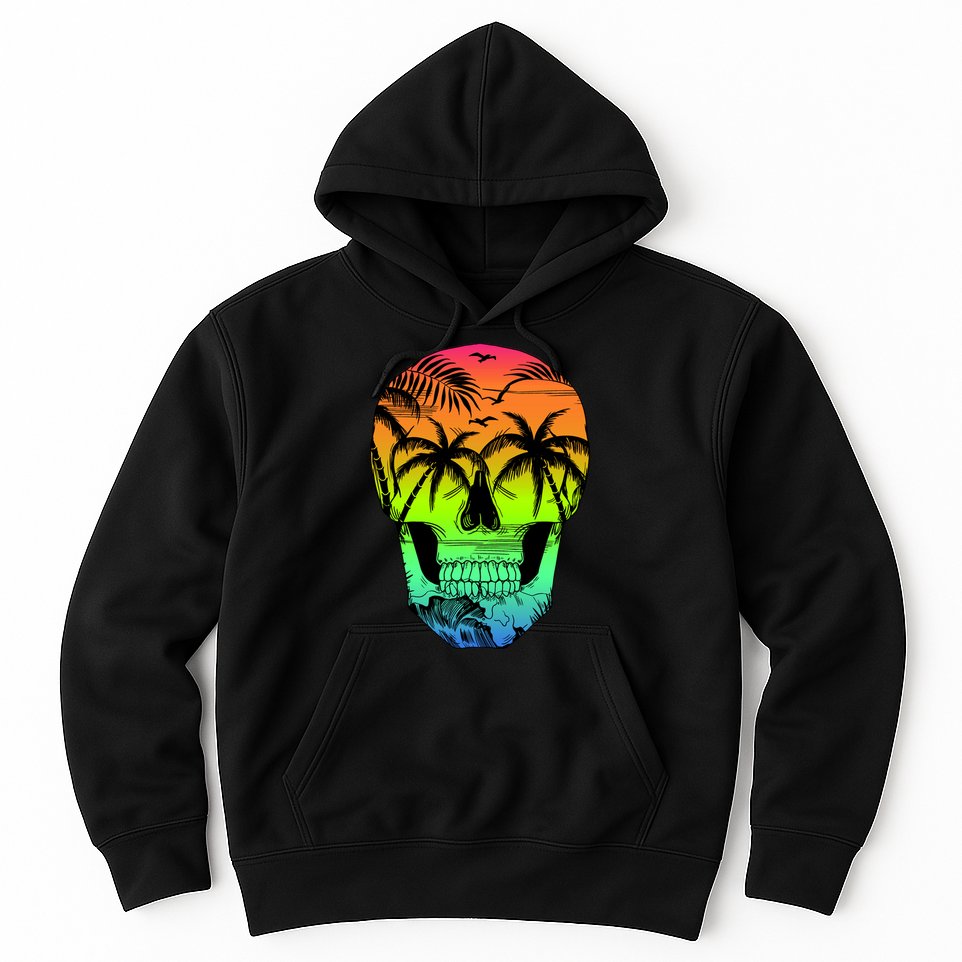 Beach Abstract Skull Hoodie