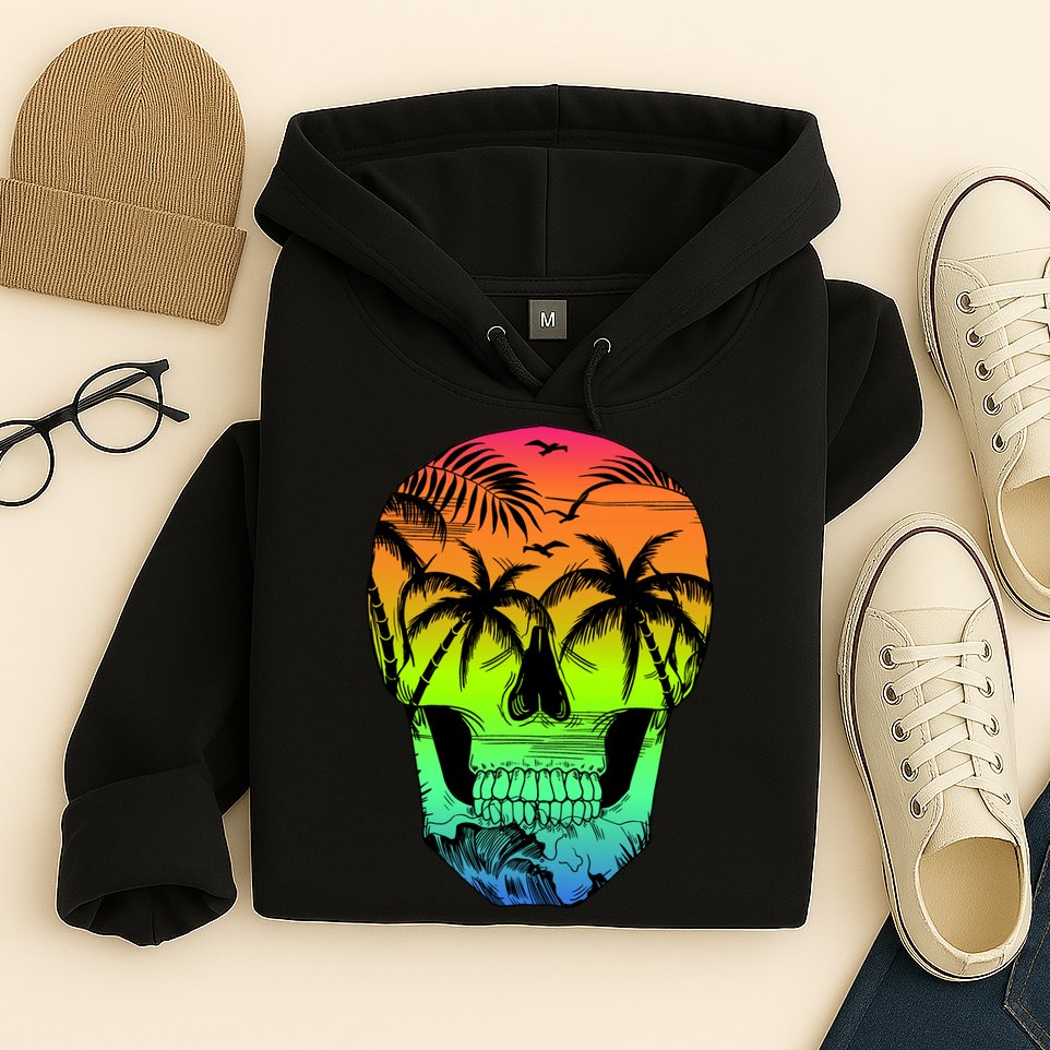 Beach Abstract Skull Hoodie
