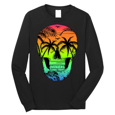 Beach Abstract Skull Long Sleeve Shirt