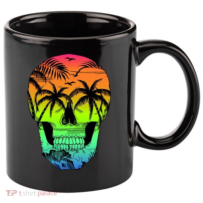 Beach Abstract Skull 11oz C Handle Ceramic Mug