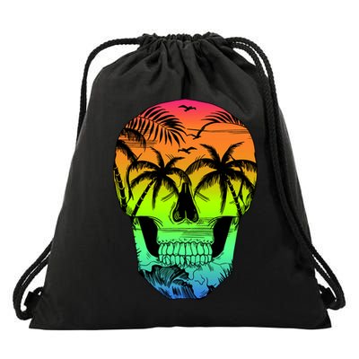 Beach Abstract Skull Drawstring Bag