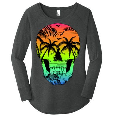 Beach Abstract Skull Women's Perfect Tri Tunic Long Sleeve Shirt