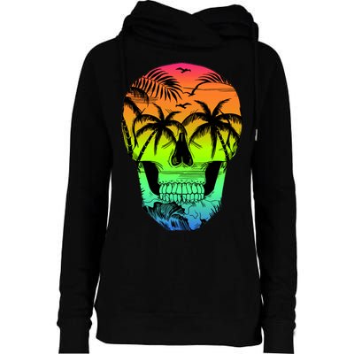 Beach Abstract Skull Womens Funnel Neck Pullover Hood