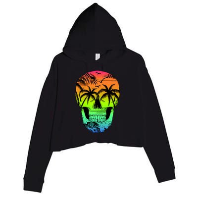 Beach Abstract Skull Crop Fleece Hoodie