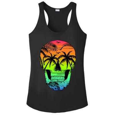 Beach Abstract Skull Ladies PosiCharge Competitor Racerback Tank