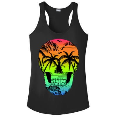 Beach Abstract Skull Ladies PosiCharge Competitor Racerback Tank