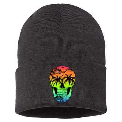 Beach Abstract Skull Sustainable Knit Beanie