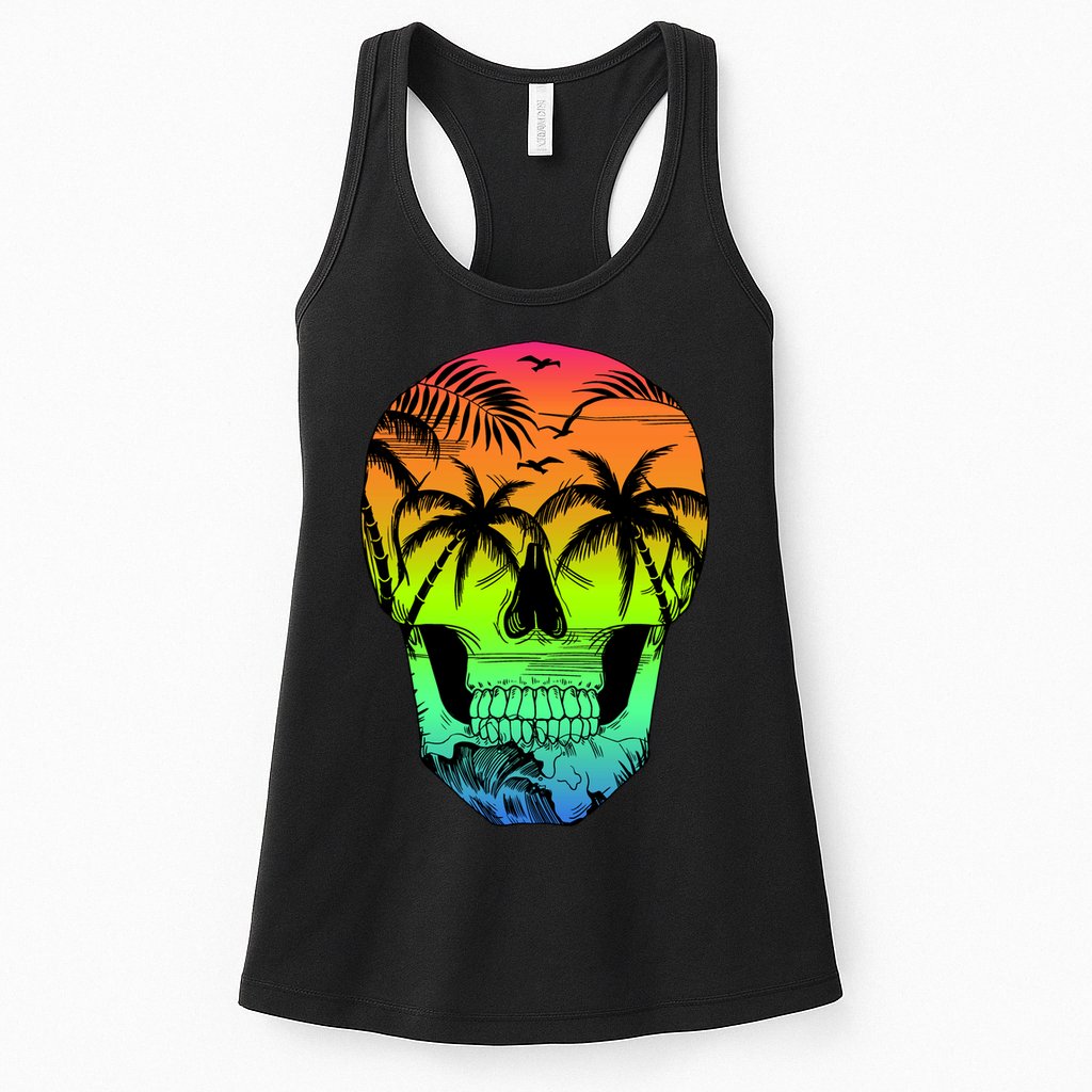 Beach Abstract Skull Womens Tank Top