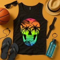 Beach Abstract Skull Tank Top