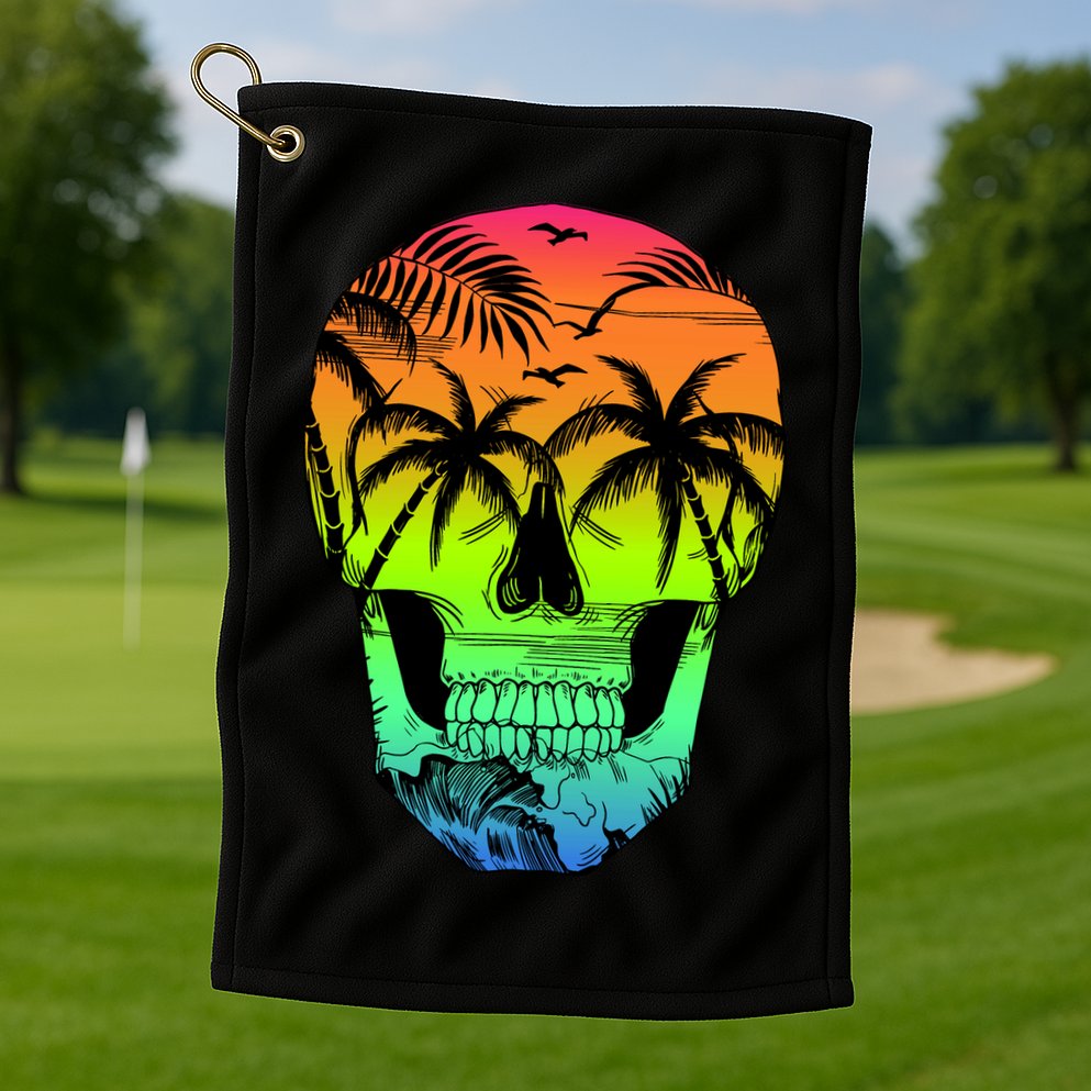 Beach Abstract Skull Golf Towel