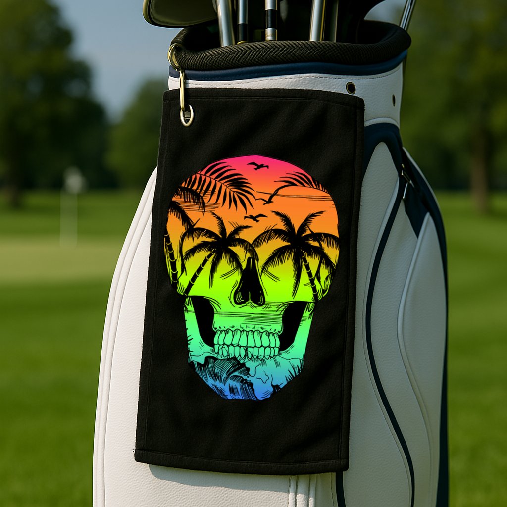Beach Abstract Skull Golf Towel